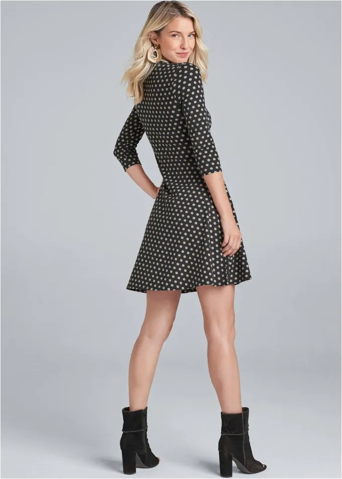 FIT AND FLARE DRESS Black Multi Women VENUS Casual Dresses