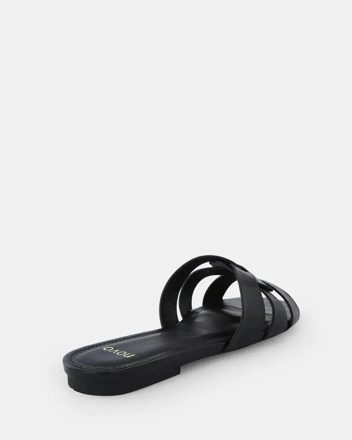 Flat Sandals SAFRON Black Croc NOVO Shoes Women