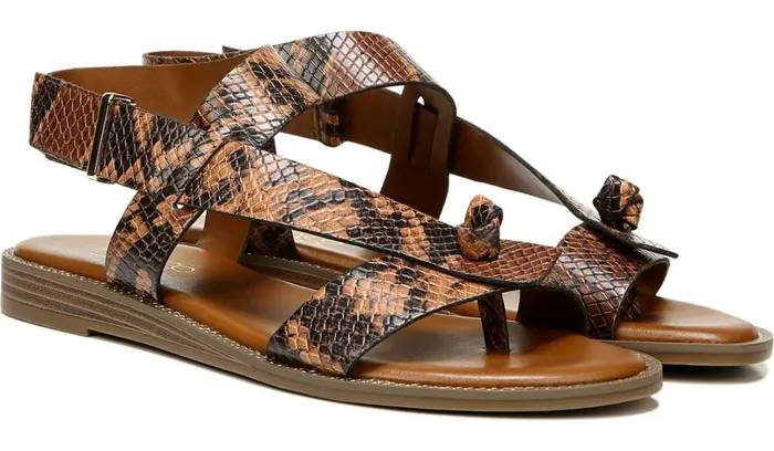 Flat Sandals Women Franco Sarto Franco Glenni Sandal Brown Snake Print Faux Leather