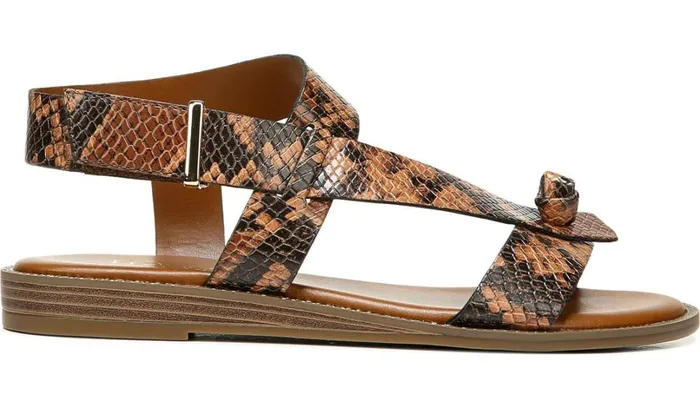 Flat Sandals Women Franco Sarto Franco Glenni Sandal Brown Snake Print Faux Leather