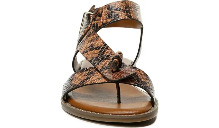Flat Sandals Women Franco Sarto Franco Glenni Sandal Brown Snake Print Faux Leather