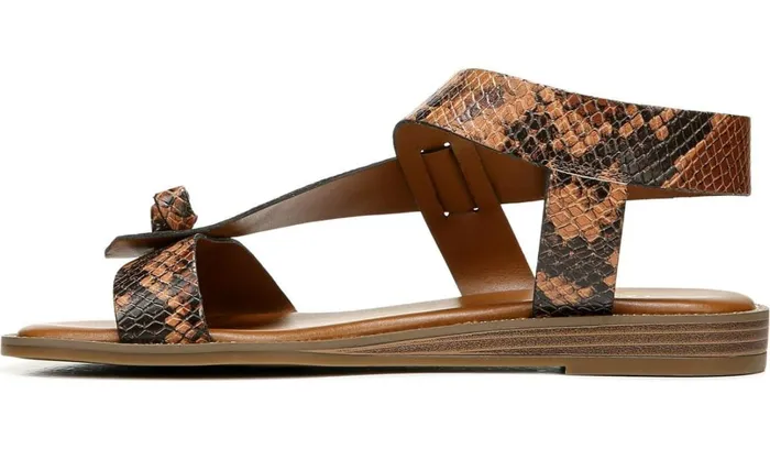 Flat Sandals Women Franco Sarto Franco Glenni Sandal Brown Snake Print Faux Leather