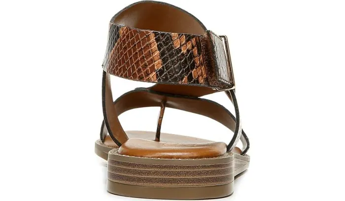 Flat Sandals Women Franco Sarto Franco Glenni Sandal Brown Snake Print Faux Leather