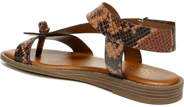 Flat Sandals Women Franco Sarto Franco Glenni Sandal Brown Snake Print Faux Leather