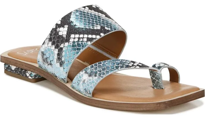 Flat Sandals Women Franco Sarto Sarto Ediana Sandal Teal Snake Print Leather