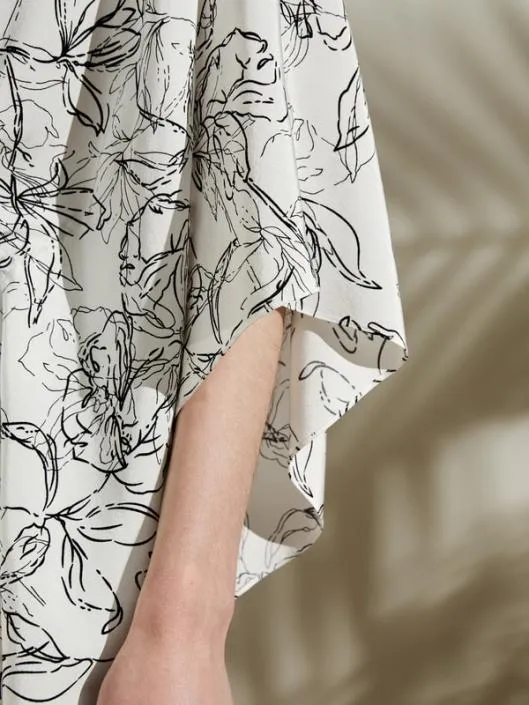 Floral Pattern ThreeQuarter Sleeve Silk Cardigan 100 Silk Women Lilysilk Tops