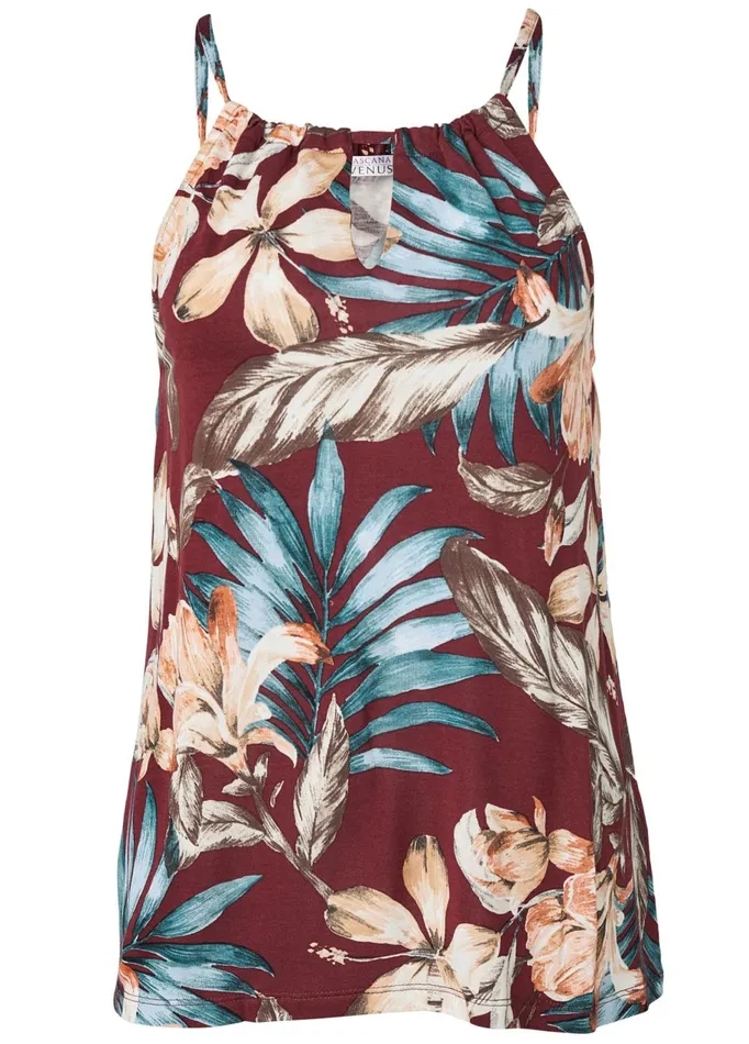 FLORAL PRINT KEYHOLE TOP Red Multi Women VENUS Sleeveless Tops