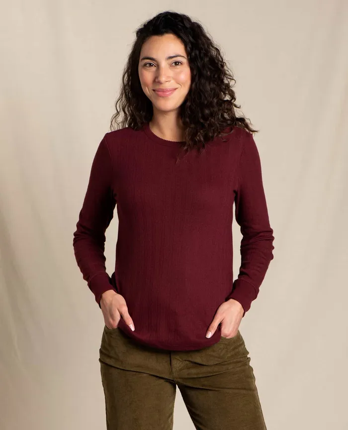 Foothill Pointelle Long Sleeve Crew Port Women8217s Loungewear and Sleep ToadandCo