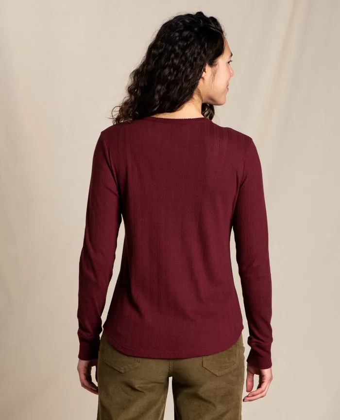 Foothill Pointelle Long Sleeve Crew Port Women8217s Loungewear and Sleep ToadandCo