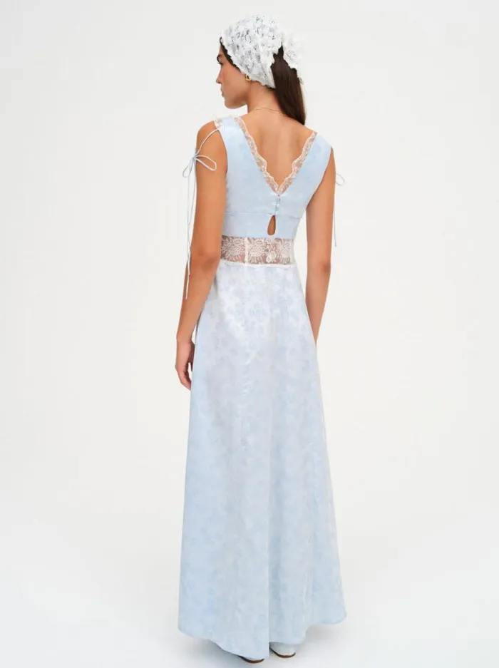 For Love and Lemons Dresses Hattie Jacquard Maxi Dress Blue 8211 Women For Love and Lemons Dresses Hattie Jacquard Maxi Dress Blue 8211 Women