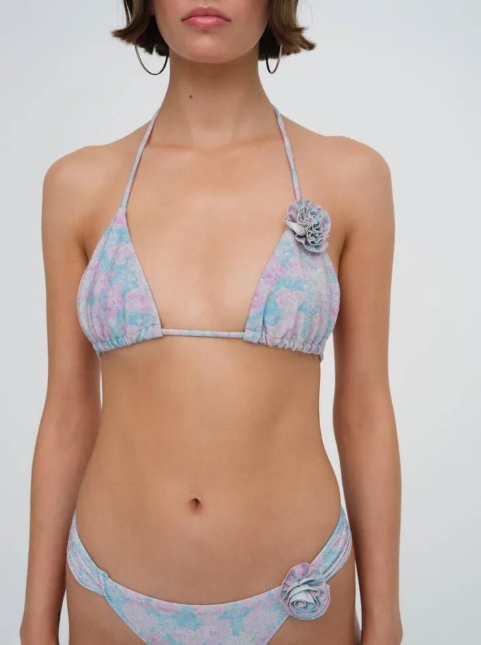 For Love and Lemons Swim Collina Triangle Bikini Top Blue 8211 Women
