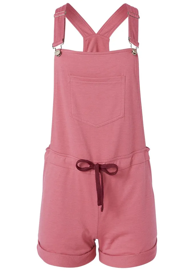 FRENCH TERRY DRAWSTRING SHORT OVERALLS Pink Women VENUS Rompers