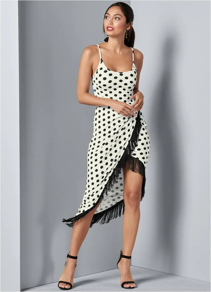 FRINGE DETAIL DRESS White and Black Women VENUS Sundresses