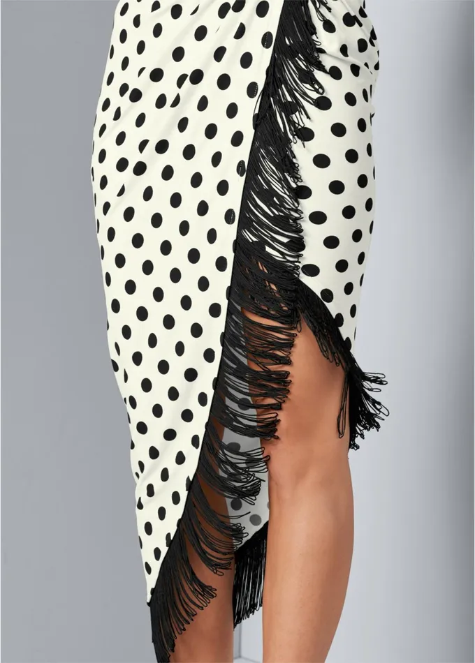 FRINGE DETAIL DRESS White and Black Women VENUS Sundresses