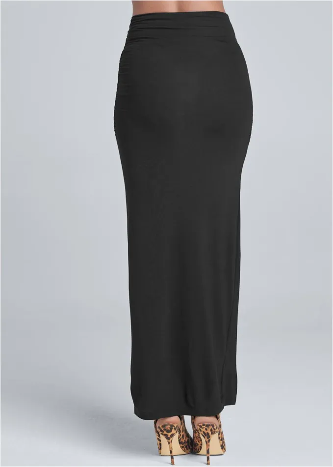 GATHERED WAIST LONG SKIRT Black Women VENUS Maxi Skirts