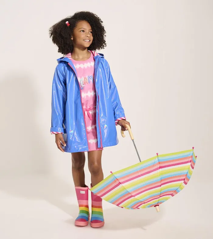 Girls Blue Glitter Swing Jacket Hatley
