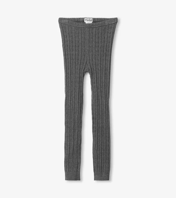 Girls Charcoal Cable Knit Tights Hatley