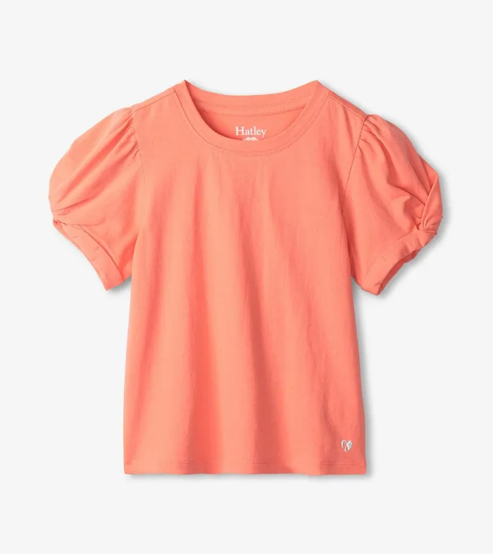 Girls Coral Twisted Sleeve Tee Hatley