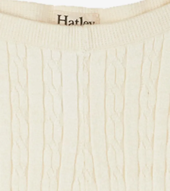 Girls Cream Cable Knit Tights Hatley