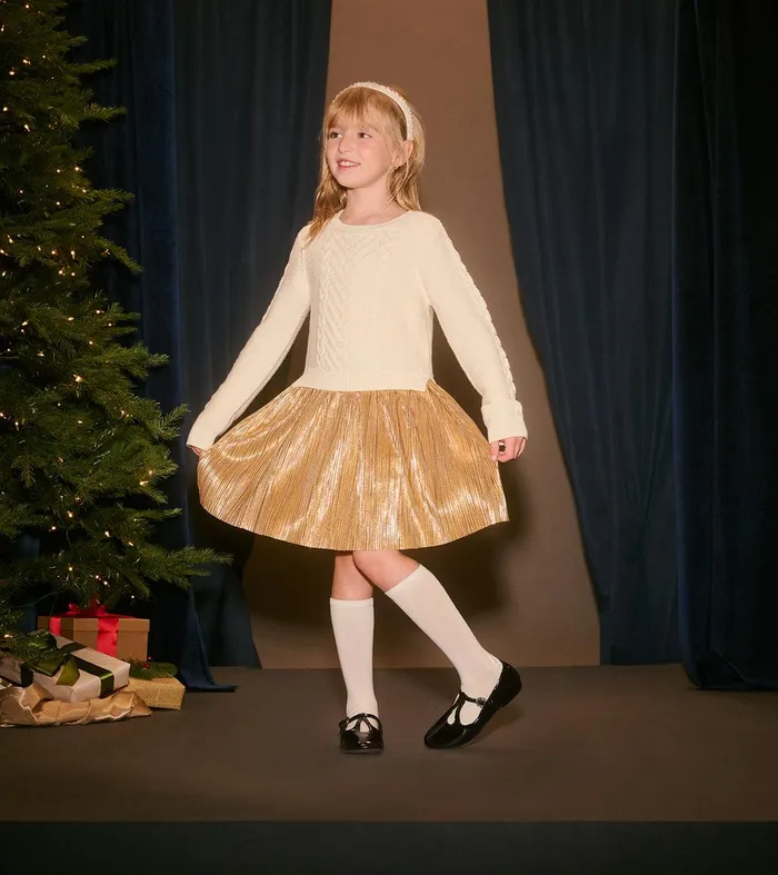 Girls Holiday Mixed Media Dress Hatley