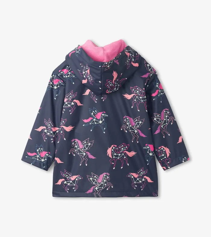 Girls Unicorn Constellations Colour Changing ButtonUp Rain Jacket Hatley