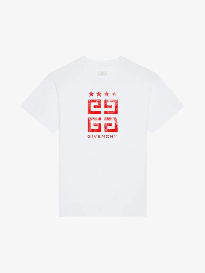 Givenchy 4G Stars Slim Fit Tshirt In Cotton Whitered Men TShirts