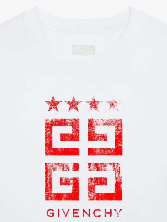 Givenchy 4G Stars Slim Fit Tshirt In Cotton Whitered Men TShirts