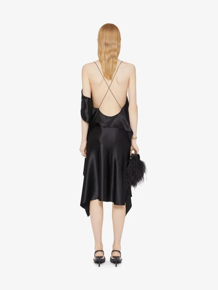 Givenchy Asymmetric Draped Dress In Satin Black Women Dresses