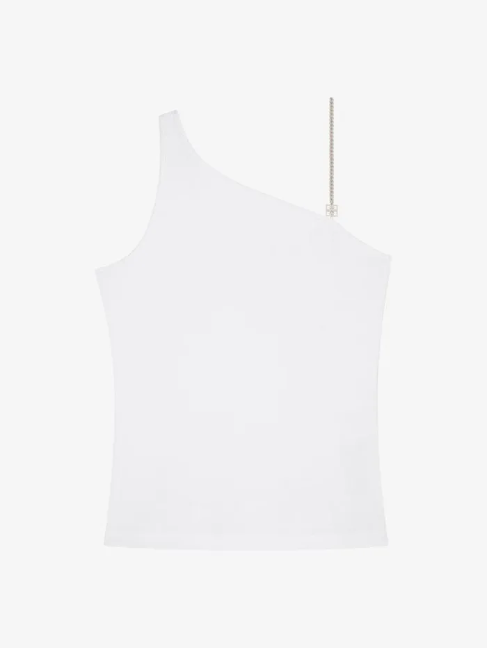 Givenchy Asymmetric Top In Cotton With Chain Detail White Women Tops and Shirts