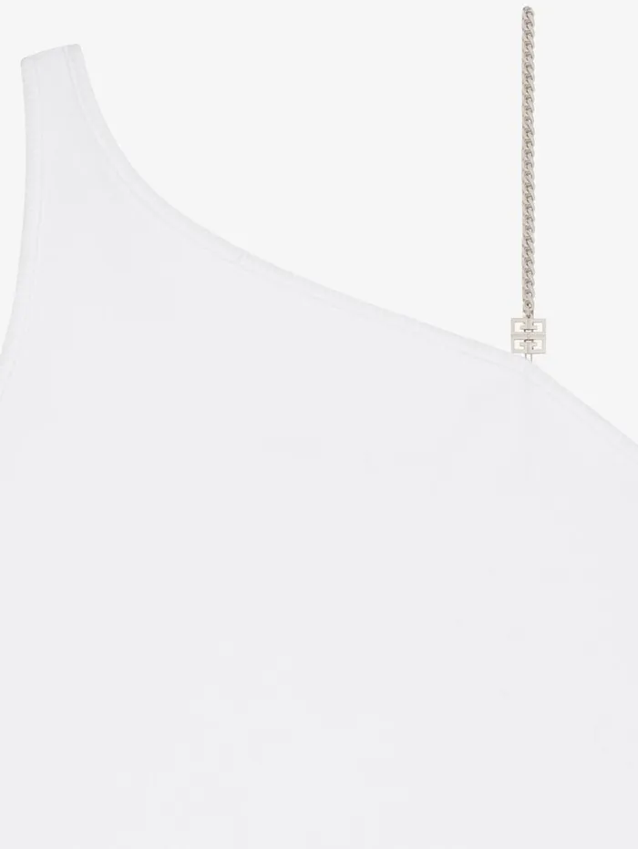 Givenchy Asymmetric Top In Cotton With Chain Detail White Women Tops and Shirts
