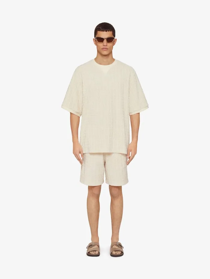 Givenchy Bermuda Shorts In 4G Cotton Towelling Ivory Men Pants and Shorts