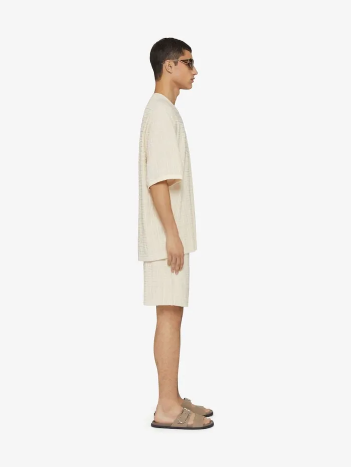Givenchy Bermuda Shorts In 4G Cotton Towelling Ivory Men Pants and Shorts