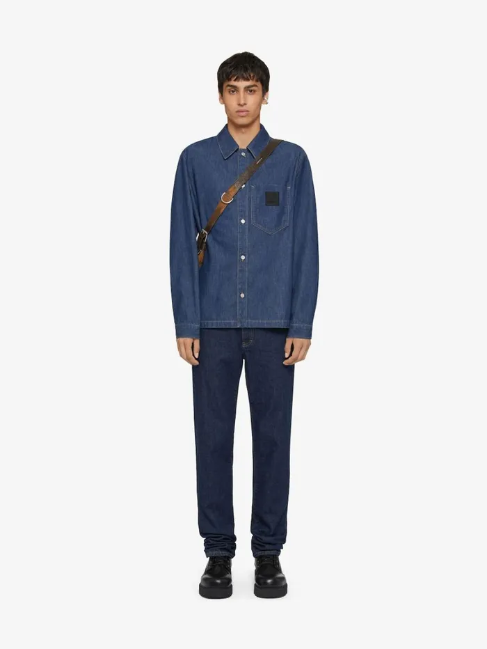 Givenchy Boxy Fit Shirt In Denim Indigo Blue Men Shirts