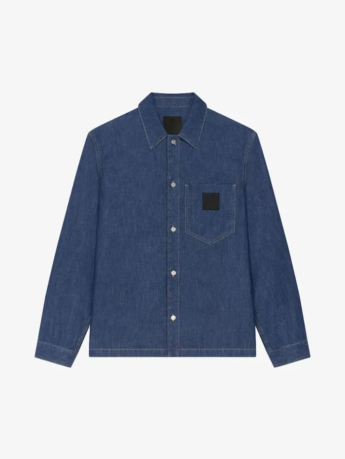 Givenchy Boxy Fit Shirt In Denim Indigo Blue Men Shirts