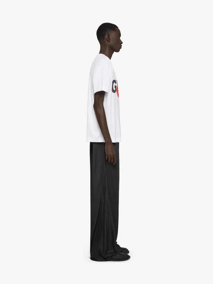 Givenchy Boxy Fit Tshirt In Cotton With GIVENCHY Flower Print White Men TShirts
