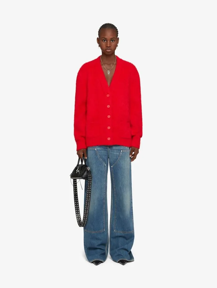 Givenchy Cardigan In Alpaca Wool Vermillon Women Knitwear
