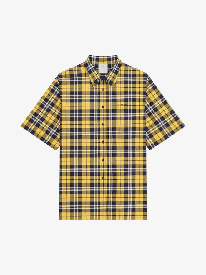 Givenchy Checked Shirt In Cotton Dark Yellow Men Shirts