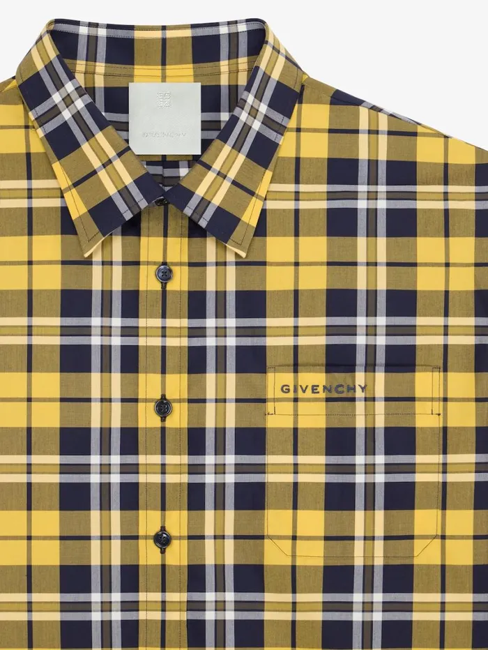 Givenchy Checked Shirt In Cotton Dark Yellow Men Shirts Givenchy Checked Shirt In Cotton Dark Yellow Men Shirts