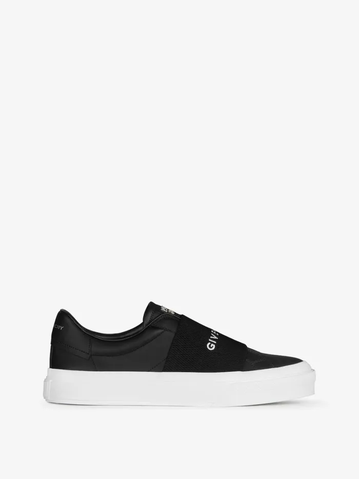 Givenchy City Sport Sneakers In Leather With GIVENCHY Strap Black Men Sneakers