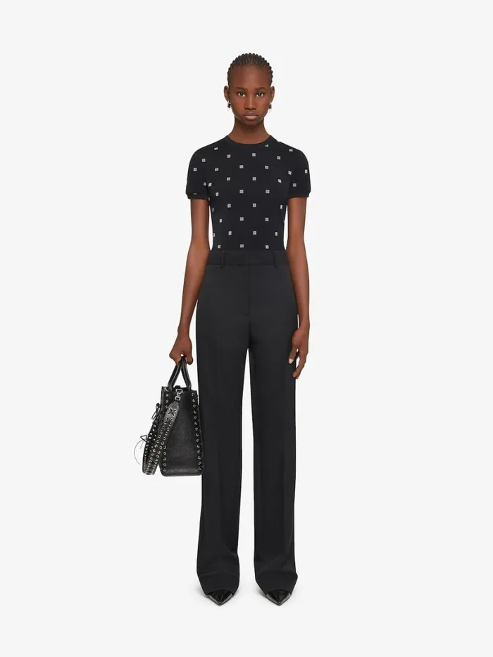 Givenchy Double Layered Slim Fit Tshirt In 4G Tulle Blackivory Women TShirts