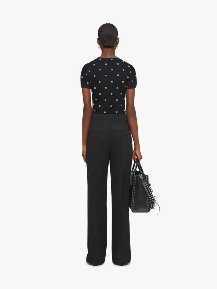 Givenchy Double Layered Slim Fit Tshirt In 4G Tulle Blackivory Women TShirts