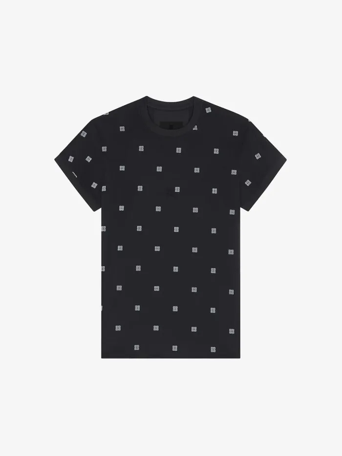 Givenchy Double Layered Slim Fit Tshirt In 4G Tulle Blackivory Women TShirts