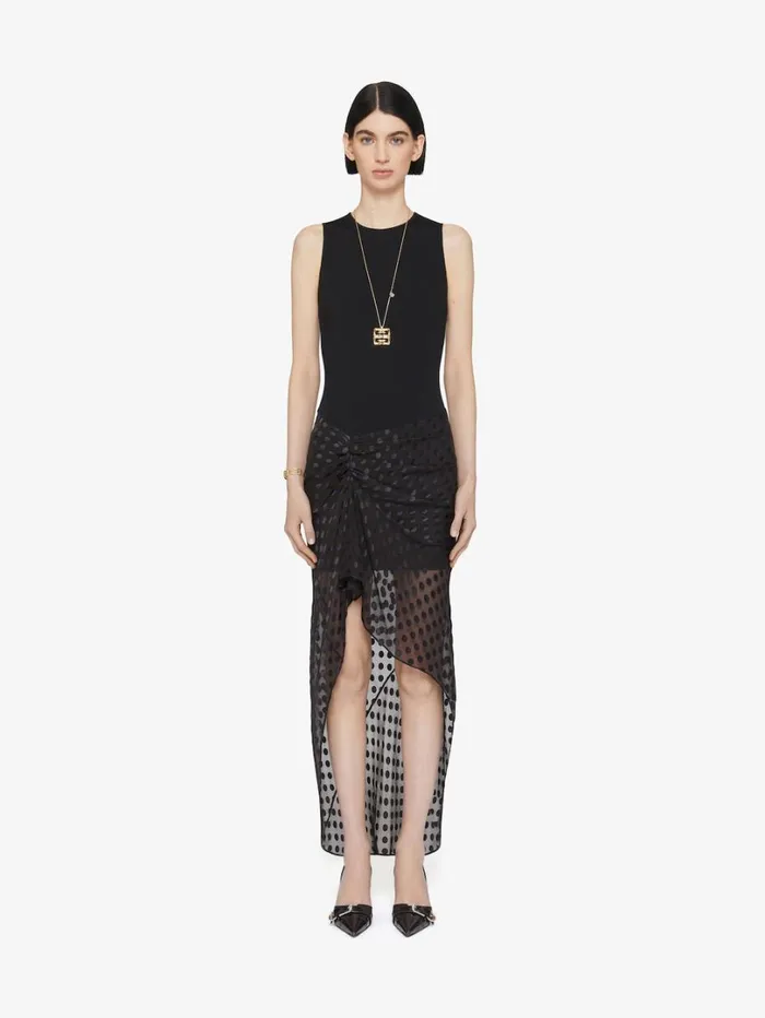 Givenchy Draped Dress In Jersey And Polka Dots Dvor Satin Black Women Dresses