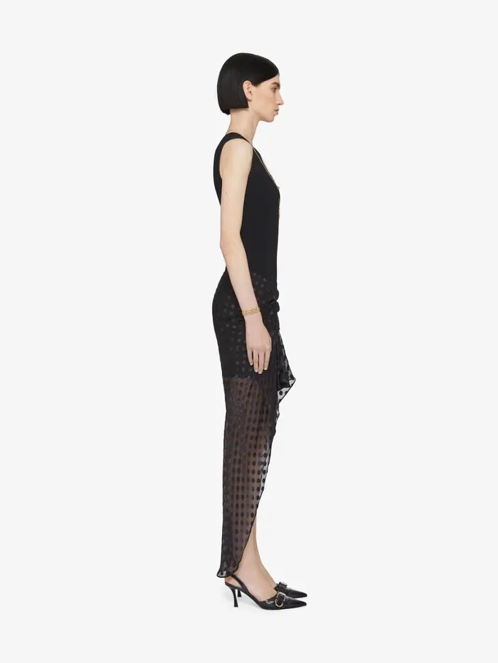 Givenchy Draped Dress In Jersey And Polka Dots Dvor Satin Black Women Dresses