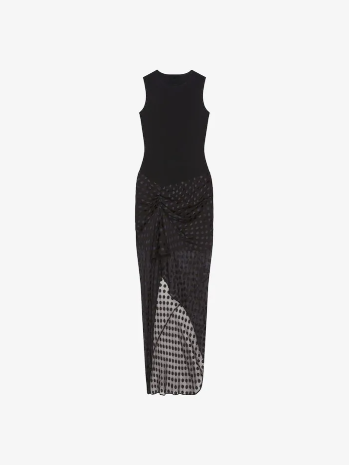 Givenchy Draped Dress In Jersey And Polka Dots Dvor Satin Black Women Dresses
