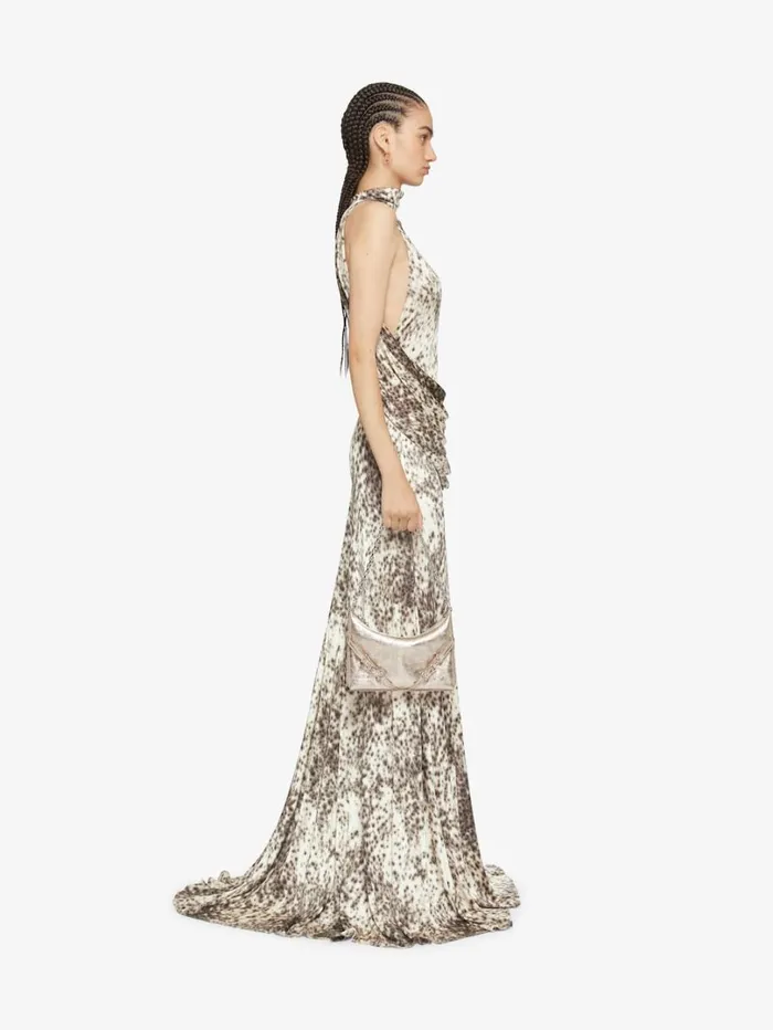 Givenchy Draped Dress In Jersey With Snow Leopard Print Naturalbrown Women Dresses