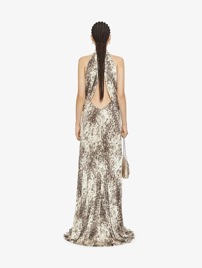 Givenchy Draped Dress In Jersey With Snow Leopard Print Naturalbrown Women Dresses