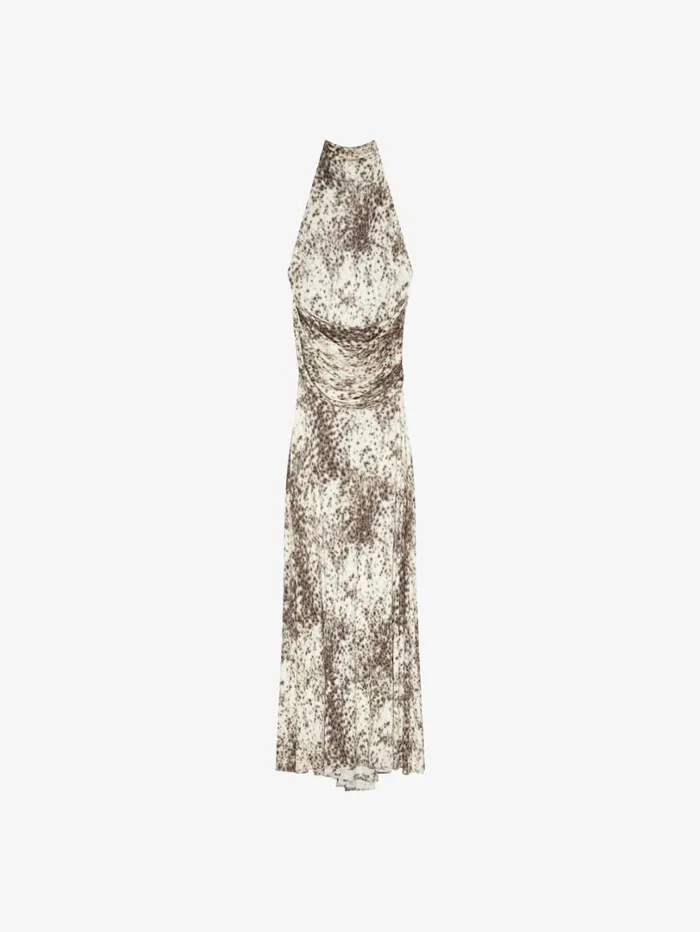 Givenchy Draped Dress In Jersey With Snow Leopard Print Naturalbrown Women Dresses