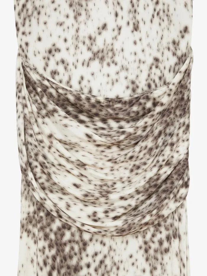 Givenchy Draped Dress In Jersey With Snow Leopard Print Naturalbrown Women Dresses