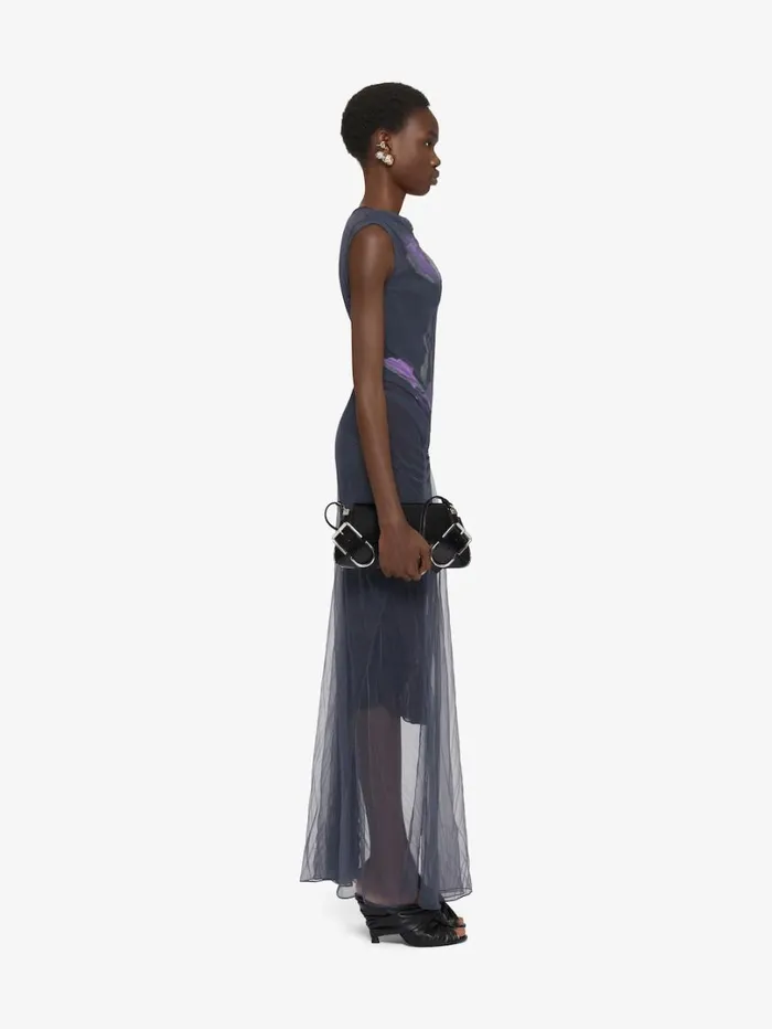 Givenchy Dress In Floral Dvor Satin Jersey Blackpurple Women Dresses
